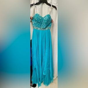 Sherri Hill prom dress, size 0, turquoise